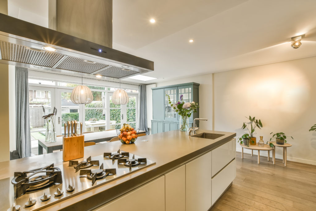 Cozy and strong kitchen area in daylight