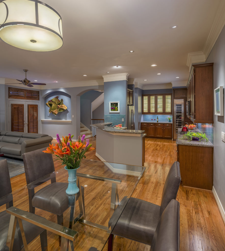 Houston,USA,Dining table in modern kitchen and living room