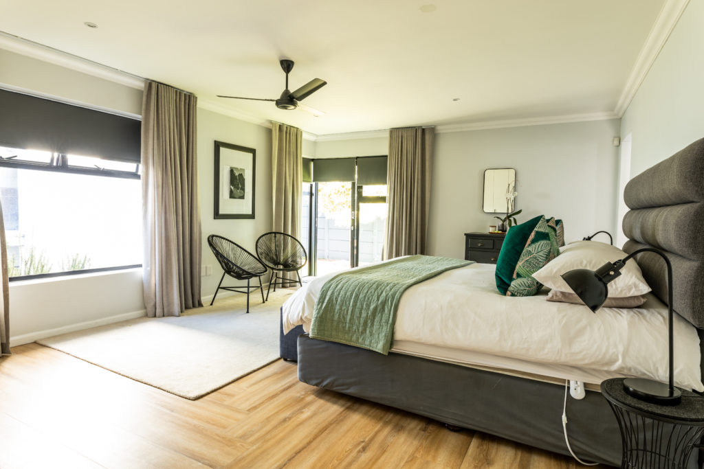 Interior of modern bedroom with furniture at home. unaltered, furniture, home and interior decoration concept.
