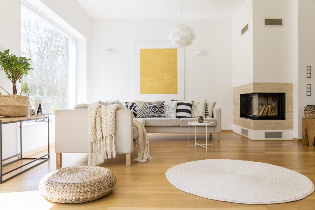 Living room with fireplace
