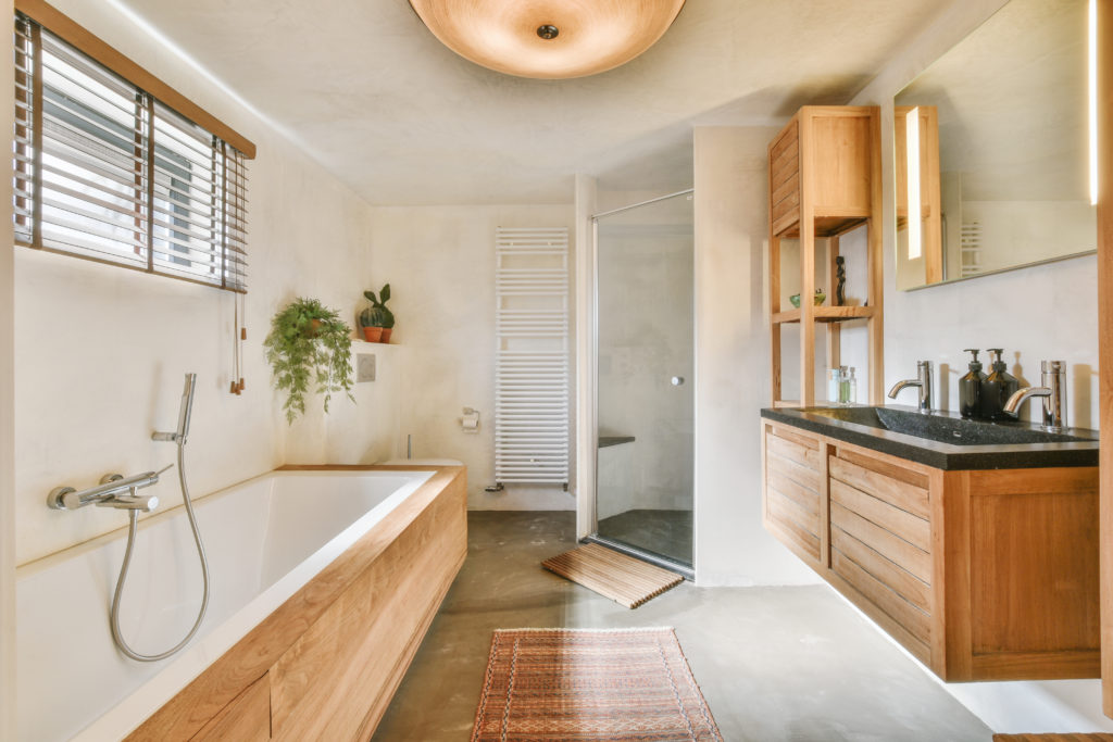 Modern bathroom with shower and sink